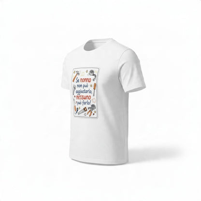 T-shirt bianca FotoGrafica personalizzata con grafica a tema attrezzi da lavoro e scritta dedicata al nonno