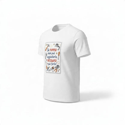 T-shirt bianca FotoGrafica personalizzata con grafica a tema attrezzi da lavoro e scritta dedicata al nonno